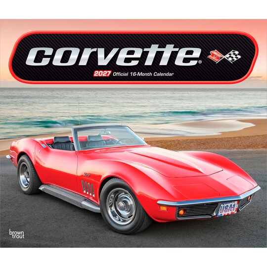 BrownTrout; Corvette OFFICIAL | 2027 14 x 24 Inch (Hanging) Monthly Deluxe Wall Calendar | Foil Stamped Cover | Plastic-Free; Category:Wall Calendars; Image:1